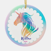 Niedliche Regenbogenpastel einhorn mädchenhafte Fe Keramik Ornament (Vorne)