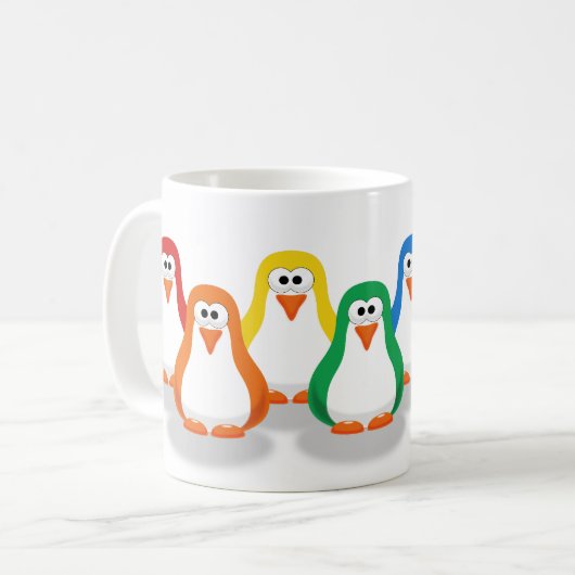 Niedliche Regenbogenpenguins-Tasse Kaffeetasse (Vorderseite Links)