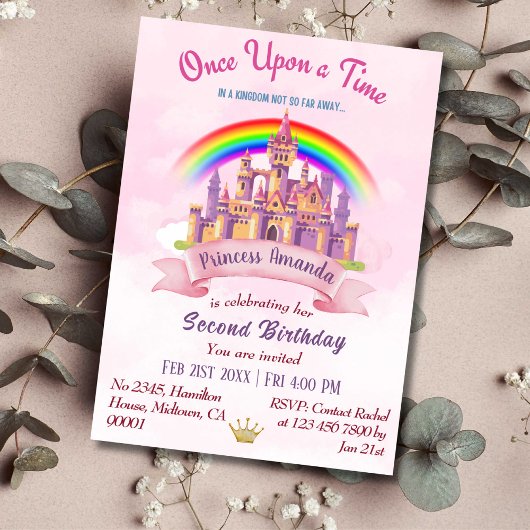 Niedliche Regenbogenprinzessin der magischen Burg Einladung