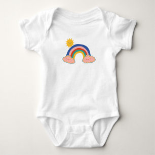 Niedliche Regenbogensonne Kids Back To School Dame Baby Strampler