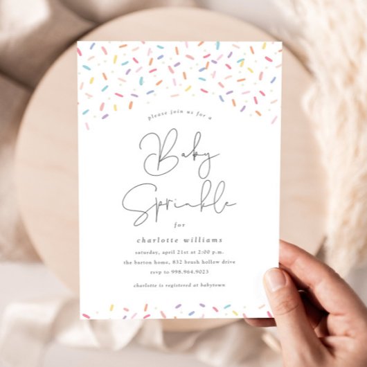 Niedliche Regenbogensprinkles Baby Sprinkle Dusche Einladung