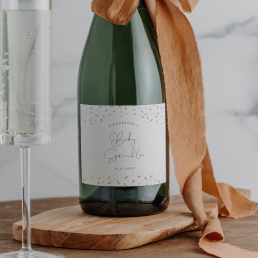 Niedliche Regenbogensprinkles Baby Sprinkle Dusche Schaumweinetikett