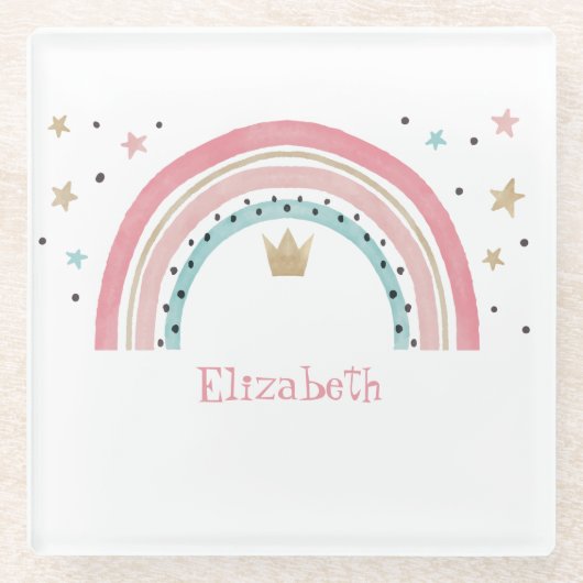 Niedliche Regenbogenstars Glasuntersetzer (Vorderseite)