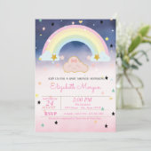 Niedliche Regenbogenstars Ombre Babydusche Einladung (Stehend Vorderseite)