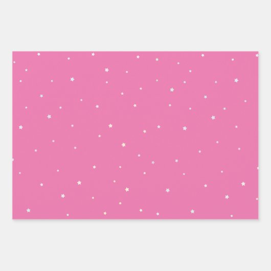 Niedliche Regenbogensteine auf Rosa und Weiß Geschenkpapier Set (Vorderseite)