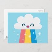 Niedliche Regenbogenwolke mit Glitzern Postkarte (Vorne/Hinten)
