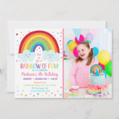 Niedliche Regenbogenwolken Geburtstag Einladung (Vorderseite)