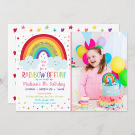 Niedliche Regenbogenwolken Geburtstag Einladung