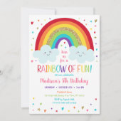Niedliche Regenbogenwolken Geburtstag Einladung (Vorderseite)