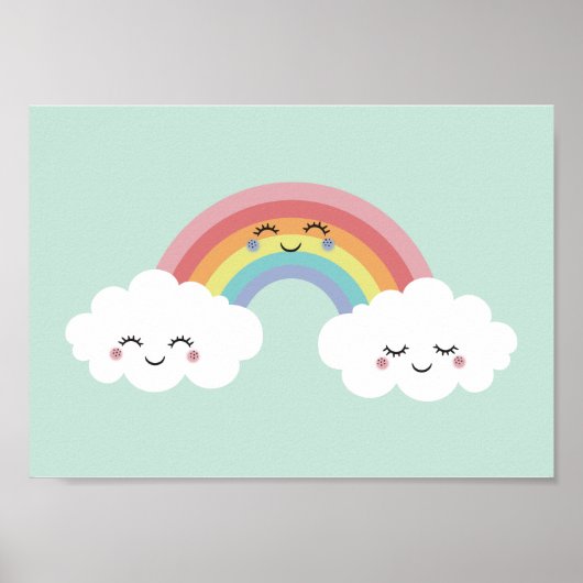 Niedliche Regenbogenwolken Kinderzimmer Poster dru (Vorne)