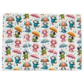 Niedliche Regenkatzen und Hunde mit Regenschirmen Große Geschenktüte (Rückseite)