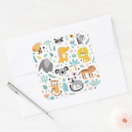 Niedliche Regenwaldtiere Quadratischer Aufkleber