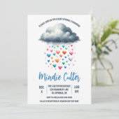 Niedliche Regenwolke mit Drops Baby Sprinkle Einladung (Stehend Vorderseite)