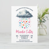 Niedliche Regenwolke mit Drops Baby Sprinkle Einladung (Stehend Vorderseite)