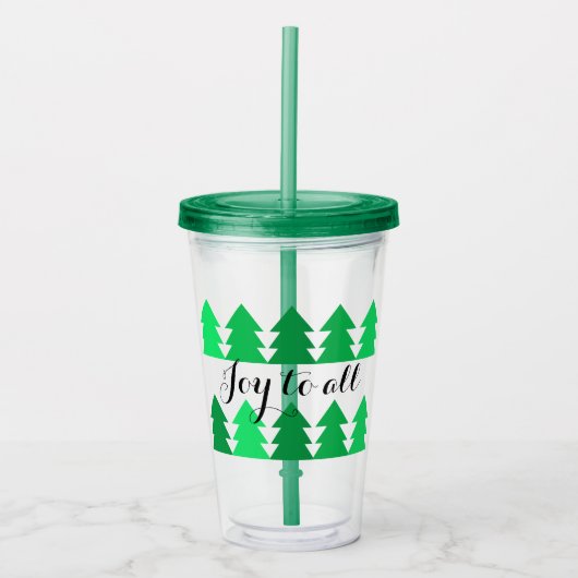 Niedliche Reihen von grünen Weihnachtsbaumen Freud Acryltrinkbecher (Vorderseite)
