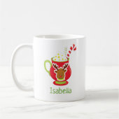 Niedliche Reindeer Hot Cocoa Personalisierte Weihn Kaffeetasse (Links)