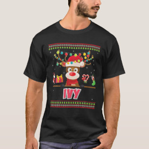 Niedliche Reindeer Ivy Frohe Weihnachtslicht Weihn T-Shirt