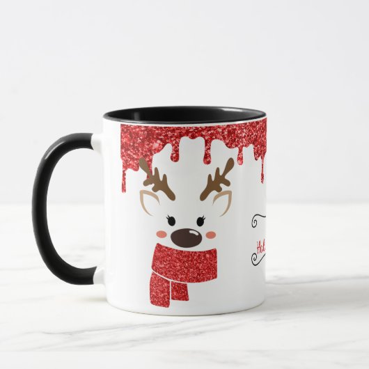 Niedliche Reindeer personalisieren Tasse (Links)