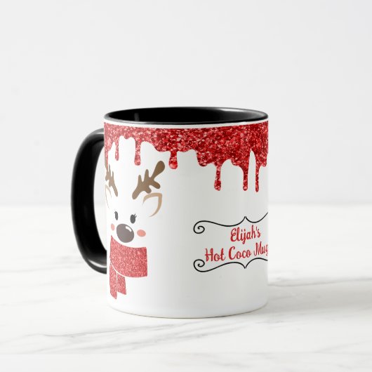 Niedliche Reindeer personalisieren Tasse (Vorderseite Links)