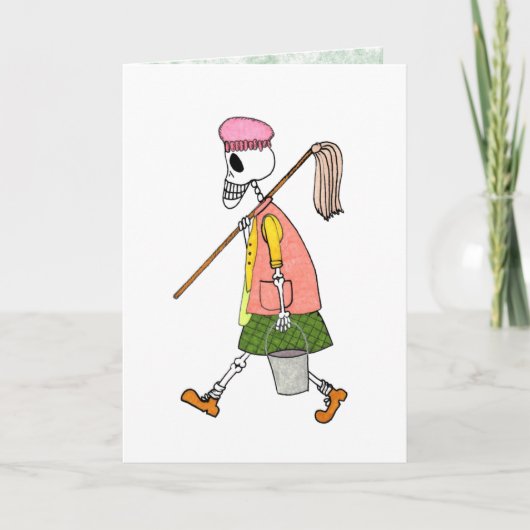 Niedliche Reinigung von Skeletten Karte (Vorderseite)