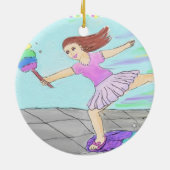 Niedliche Reinigungs-Dame Keramikornament (Hinten)