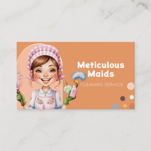 Niedliche Reinigungsdienste für Cartoon mit Elemen Visitenkarte (Vorderseite)