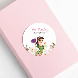 Niedliche Reinigungsservice - Haushaltshilfe Runder Aufkleber