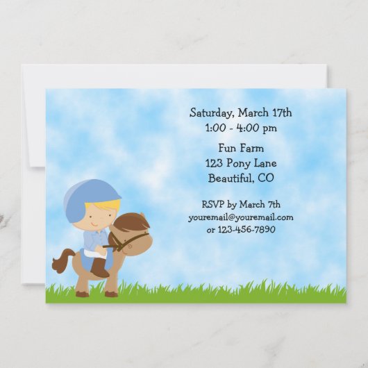 Niedliche Reitausflüge zum Geburtstag Einladung fü (Rückseite)