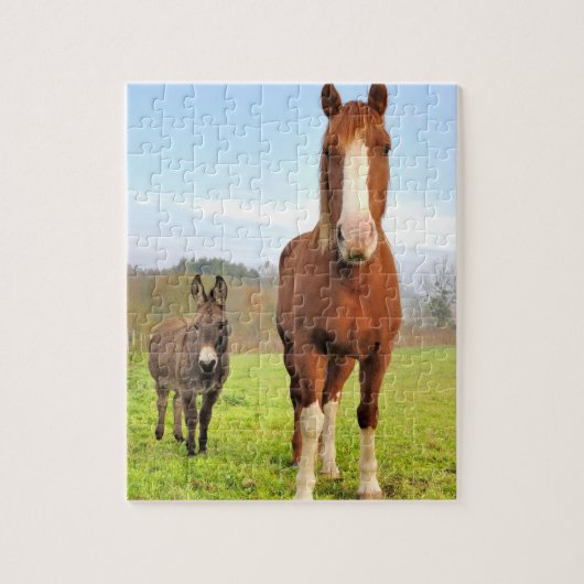 Niedliche Reiter- und Donkey-Freunde von Landtiere Puzzle (Vertikal)