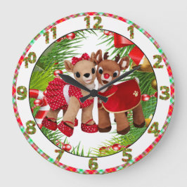 niedliche Renschatz-Weihnachtsuhr Große Wanduhr