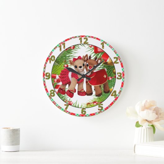 niedliche Renschatz-Weihnachtsuhr Große Wanduhr (Zuhause)
