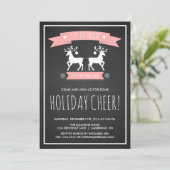 Niedliche Rentier Chalkboard Feierlichkeiten Einla Einladung (Stehend Vorderseite)