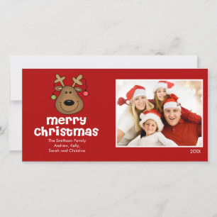 NIEDLICHE Rentier Frohe Weihnachtsfamilienfoto-Kar Feiertagskarte