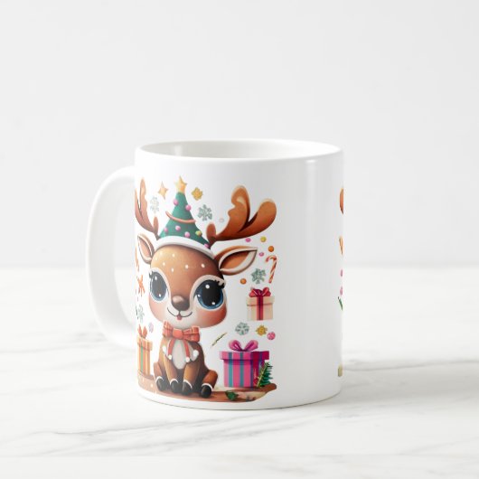 Niedliche Rentier Frohe Weihnachtsgeschenke Kaffeetasse (Vorderseite Links)