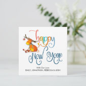 Niedliche Rentier Glitzer Name Frohes Neues Jahr K (Stehend Vorderseite)