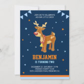 Niedliche Rentier Kindergeburtstag Party Einladung (Vorderseite)