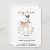 Niedliche Rentier Pink Stripes Babydusche Einladung (Vorderseite)