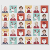 Niedliche Rentier, Santa und Angel Blocks Geschenkpapier (Flach)