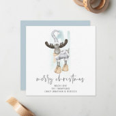 Niedliche Rentier Script Frohe Weihnachtskarte Mitteilungskarte (Vorderseite/Rückseite Beispiel)