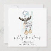 Niedliche Rentier Script Frohe Weihnachtskarte Mitteilungskarte (Vorderseite)