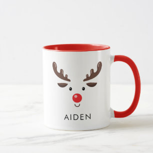 Niedliche Rentier-Tasse mit rotem Griff Tasse