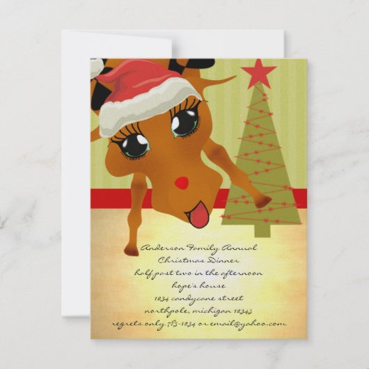 Niedliche Rentier Weihnachtsfeier Einladung (Vorderseite)