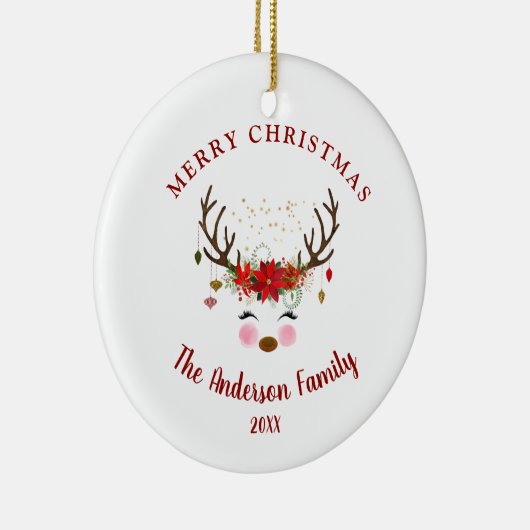 Niedliche Rentier Weihnachtsfeier Keramik Ornament (Rechts)