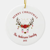 Niedliche Rentier Weihnachtsfeier Keramik Ornament (Vorne)