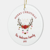 Niedliche Rentier Weihnachtsfeier Keramik Ornament (Links)