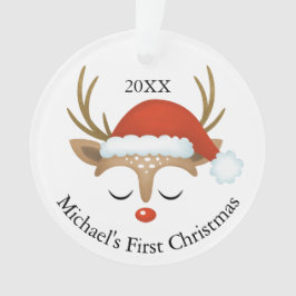 Niedliche Rentierbabys Erstes Weihnachtsfest Foto  Ornament