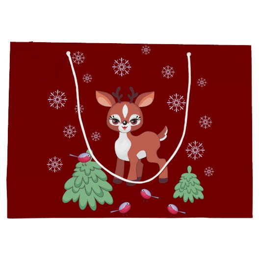 Niedliche Rentierbeutel Große Geschenktüte (Rückseite)