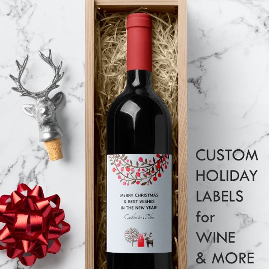 Niedliche Rentierblauer oder eine beliebige Farbe Weinetikett