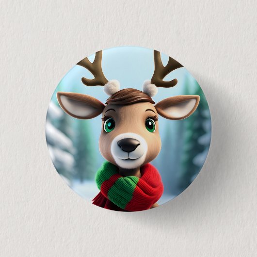 Niedliche Rentiere Button (Vorderseite)