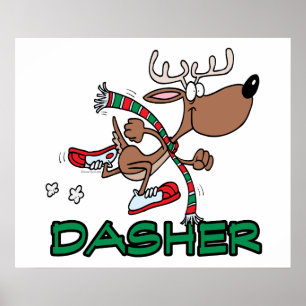 niedliche Rentiere DASHER Cartoon Poster